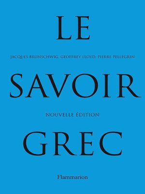 cover image of Le Savoir grec